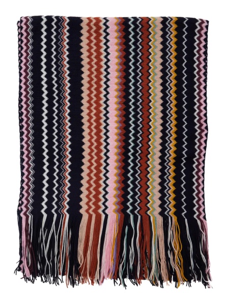 Esarfa Multicolored scarf with zigzag motif in Tech Fabric and woman