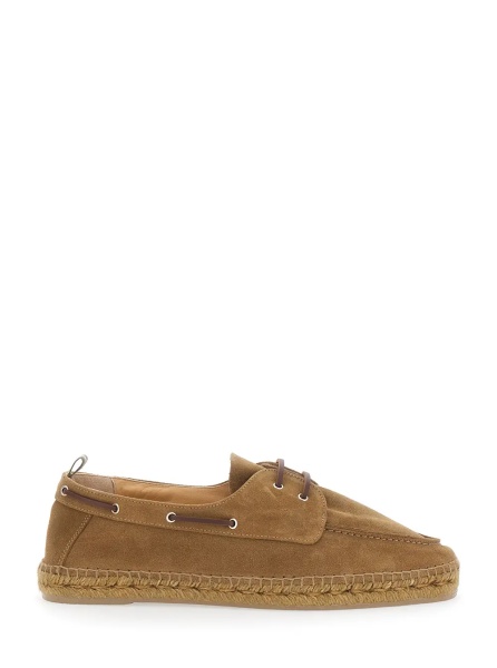 Espadrile Nemo' Espadrilles with Pull-tab and Contrast Stitching in Brown Suede for Men