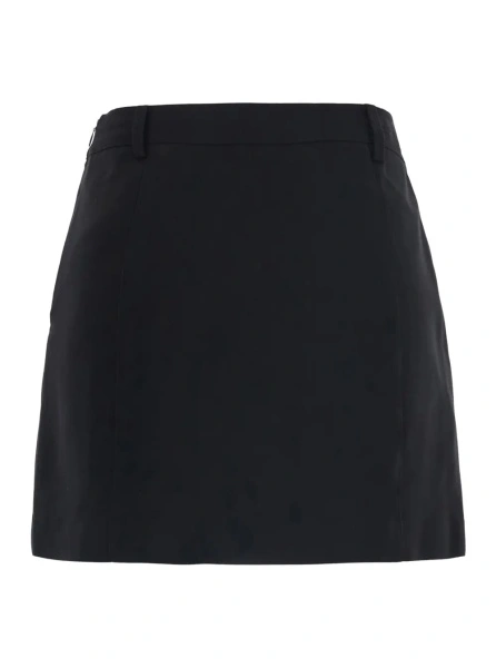 Fusta black mini skirt with side zip closure and logo lettering on the side in Tech Fabric Women
