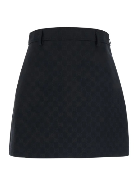 Fusta Black Miniskirt with hidden zip closure in Blend GG cotton for women