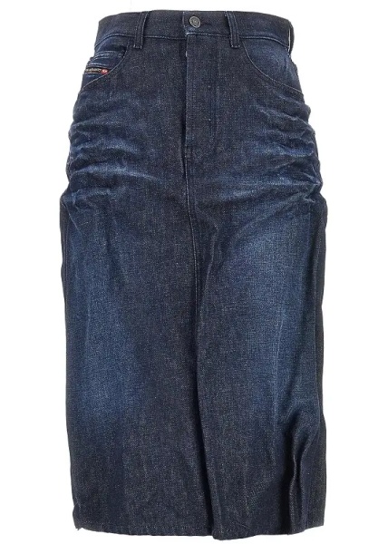 Fusta Creased denim midi skirt