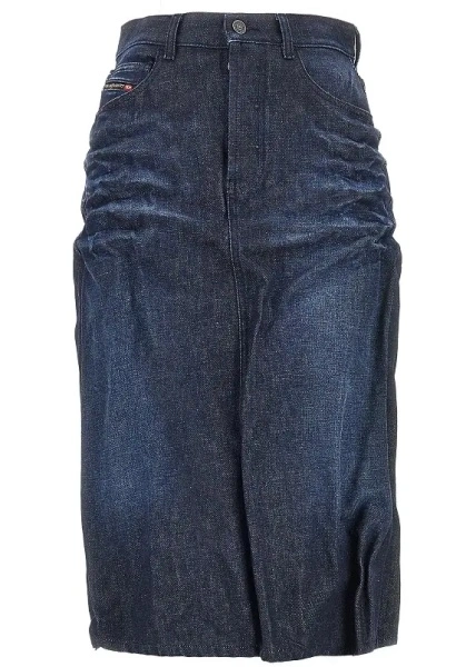 Fusta Creased denim midi skirt