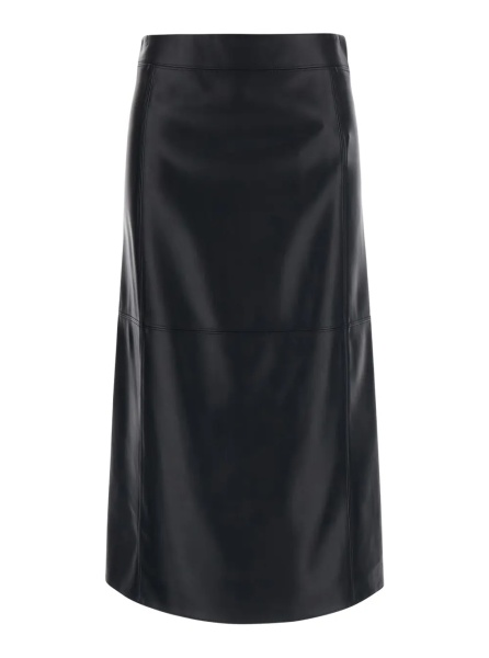 Fusta 'Crisma' Black Midi Skirt with Zip Closure at the Back in Leather for Women