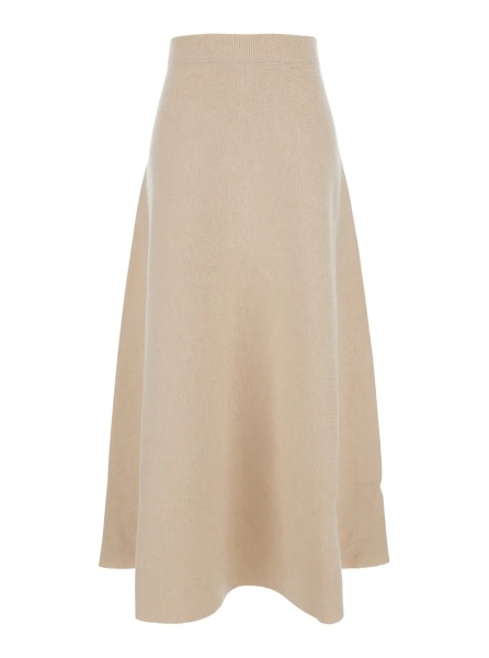 Fusta 'Giberna' Beige Flared Skirt with Logo Patch on the Rear in Wool and Cashmere Woman