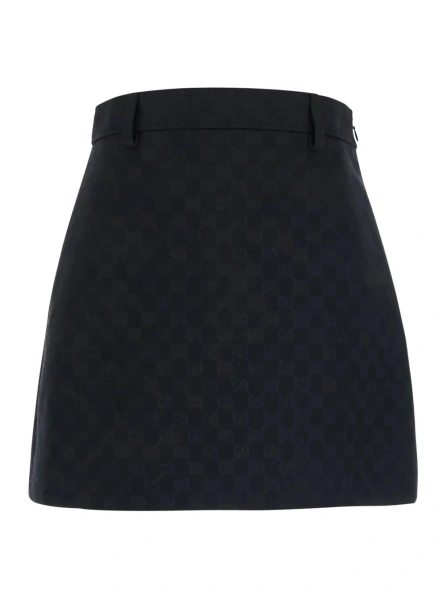 Fusta Gucci neagra din bumbac GG