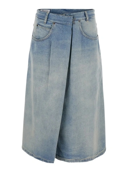 Fusta Maison Margiela albastra din denim
