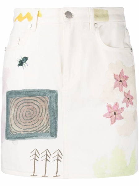 Fusta MCQ Alexander McQueen alba din polyester si bumbac