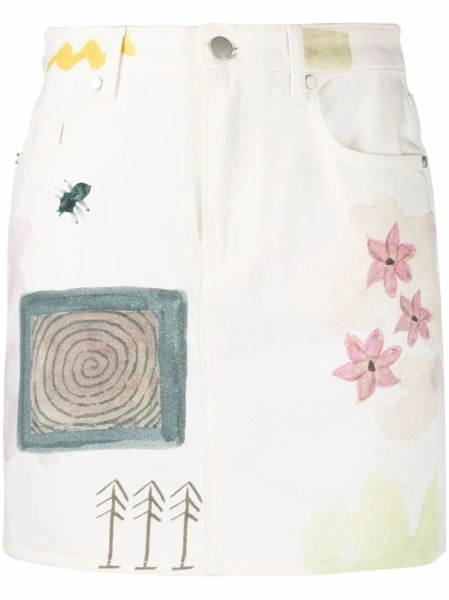 Fusta MCQ Alexander McQueen alba din polyester si bumbac