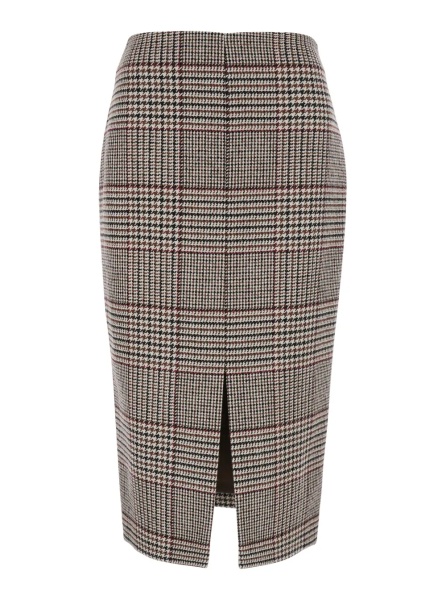 Fusta Multicolor Skirt with front slit and prince of wales motif in blend wool for women