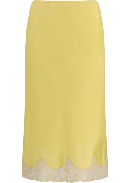Fusta Satin midi Skirt with lace inserts