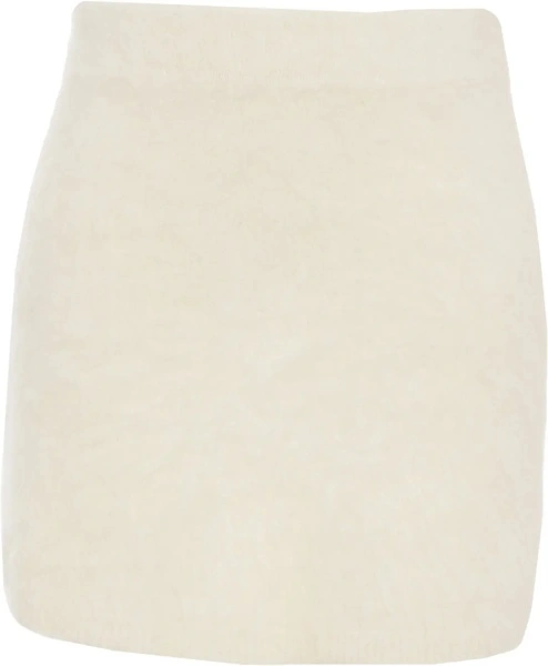 Fusta scurta Soft Goat alba din alpaca