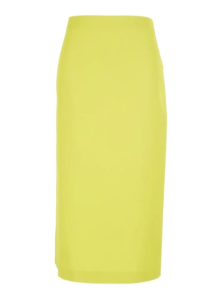 Fusta Yellow Skirt with Rear Concealed Zip Closure and Logo Plaque on the Rear in Fabric Woman