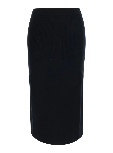 Fusta 'Zucca' Black ribbed skirt in wool for women