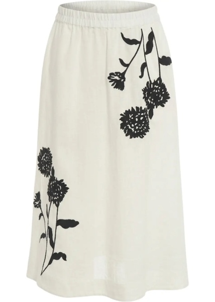 Fuste Linen midi skirt with floral embroidery