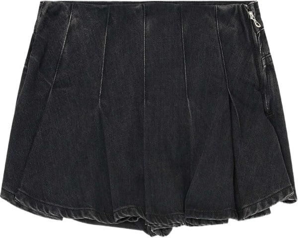 Fuste Skort A Pieghe In Denim*