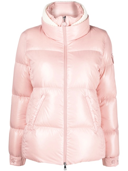 Geaca de iarna Moncler roz din poliamida