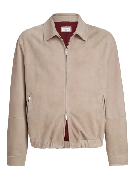 Geaca de piele Brunello Cucinelli neutra