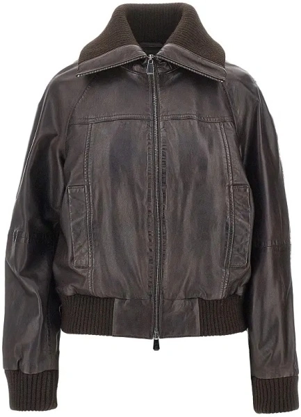 Geaca de Piele Washed leather bomber jacket