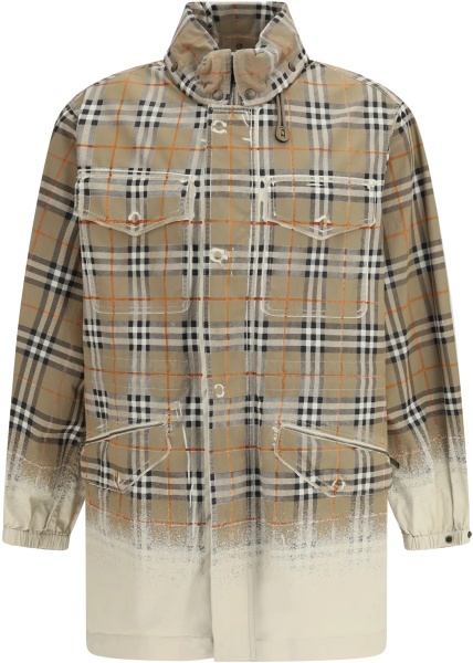 Geaca Parka Gabardine Parka with faded Check print