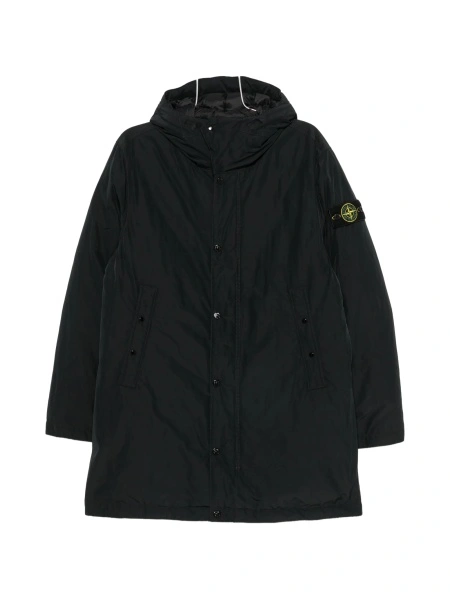 Geaca Parka Stone Island neagra din poliamida si polyester