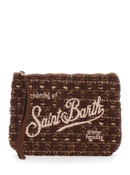 Geanta de mana ALINE TWEED Pouch with Tech Fabric and brown rubber and polyester unisex