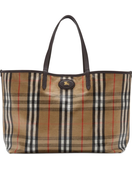 Geanta de mana Burberry maro din piele si vascoza
