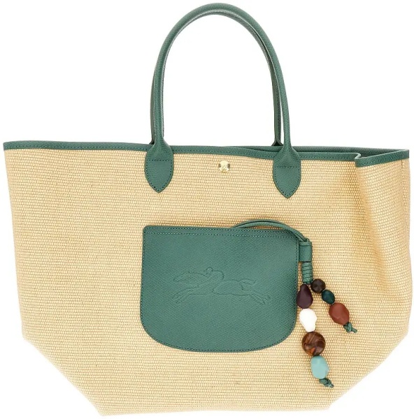 Geanta de mana Leather and raffia Shopping bag