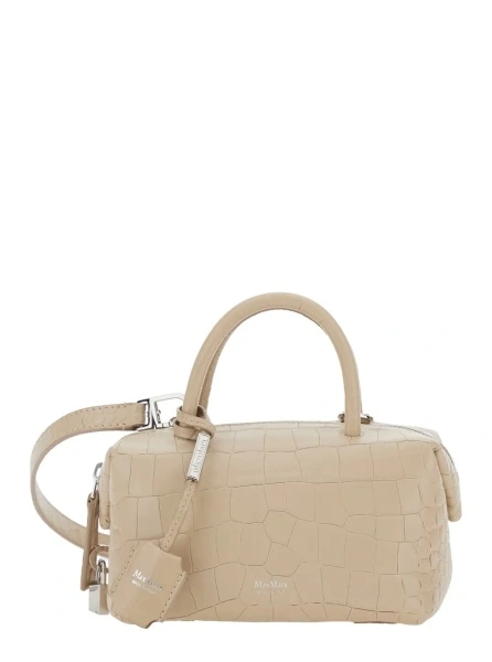 Geanta de mana Max Mara bej din piele