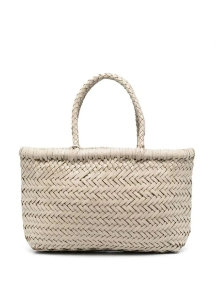 Geanta de mana MINI FLAT GORA BASKET with handles and in Ecoleather White unisex