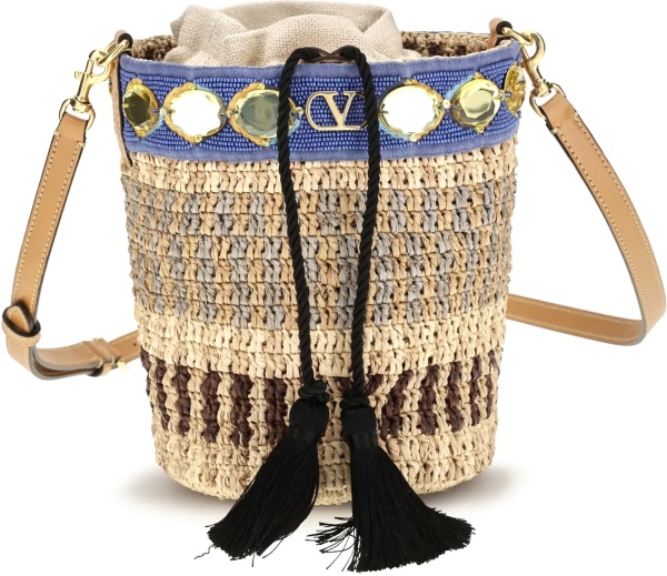 Geanta de mana Mini raffia Bucket Bag