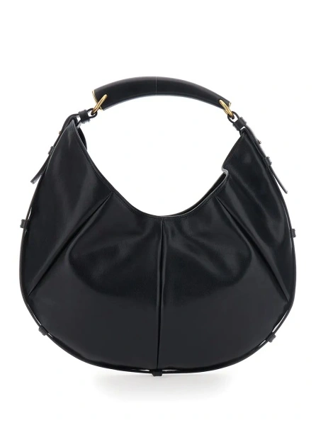 Geanta de mana 'Mombasa' Black Handbag with removable top handle in leather for women