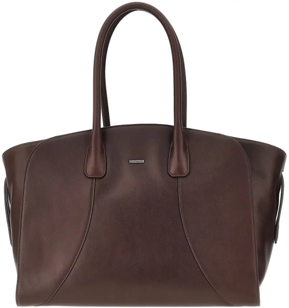 Geanta de mana Smooth leather tote bag with logo plate