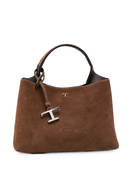 Geanta de mana TOD'S maro din piele intoarsa