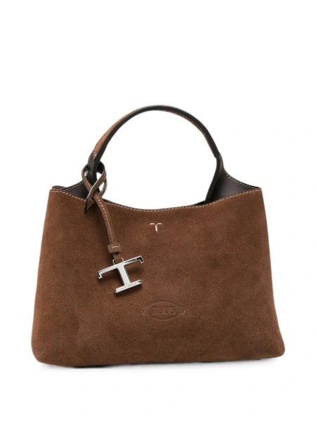 Geanta de mana TOD'S maro din piele intoarsa
