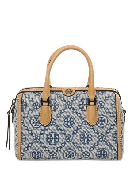 Geanta de mana Tory Burch albastra din material textil si piele