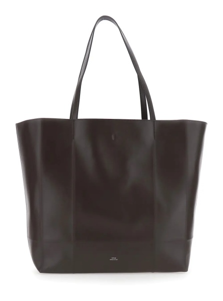 Geanta de mana TOTÊME 'Roam' brown Shopper with double handles and embossed logo in leather for women
