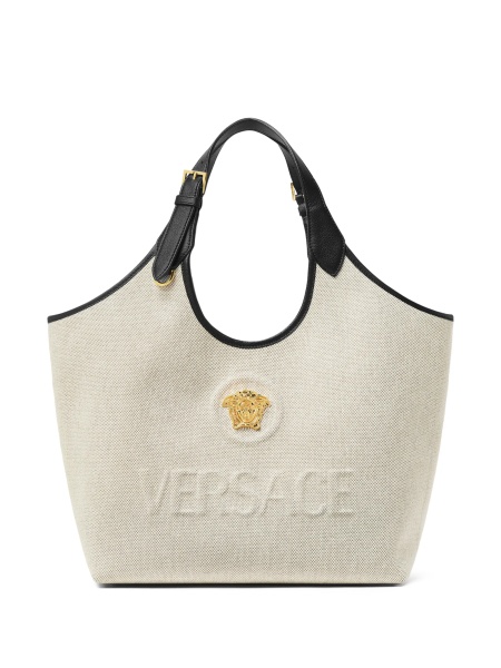 Geanta de mana Versace neutra din piele si bumbac