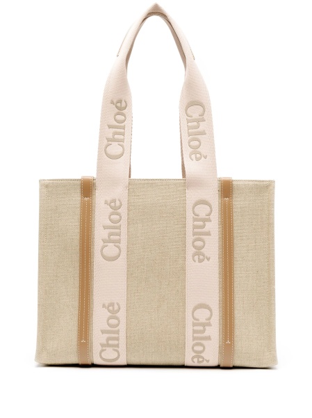 Geanta de plaja Chloe neutra din polyester si piele