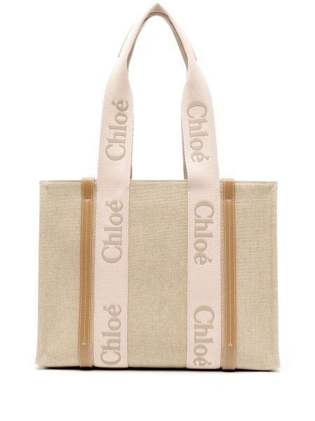 Geanta de plaja Chloe neutra din polyester si piele