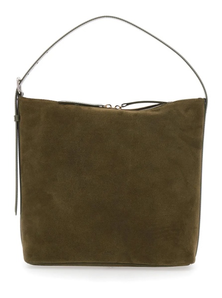 Geanta de umar A.P.C. 'Vera' Brown Shoulder Bag with Top Handle and Zip Closure in Suede Woman