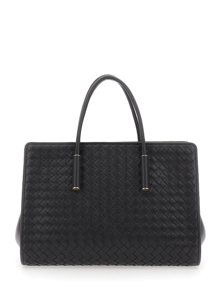 Geanta de umar 'Barbara' Brown Small Shoulder Bag with Top Zip Closure and All-Over Intrecciato Motif in Leather for Women