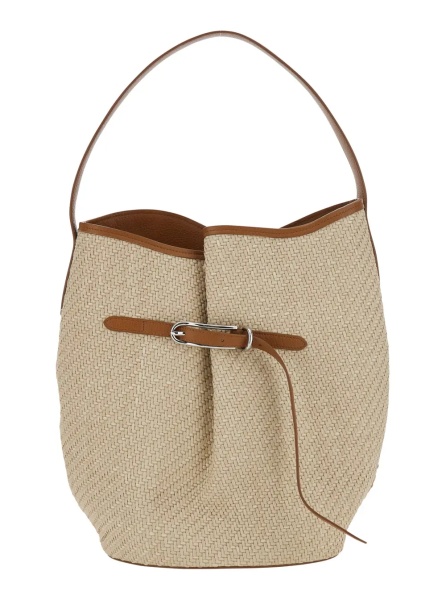 Geanta de umar BELTED BUCKET BAG LARGE RAFFIA