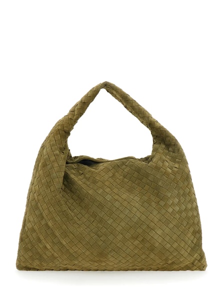 Geanta de umar Green Shoulder bag with Intreccio motif in leather for women