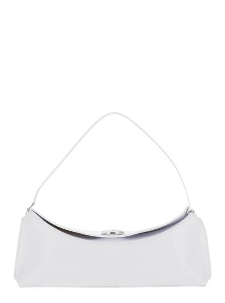 Geanta de umar 'Le Calisso' White Shoulder Bag with Engraved Snap Button in Leather Woman