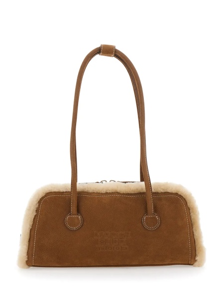 Geanta de umar Shoulder Bag Beige with Shearling and Nubuck Details
