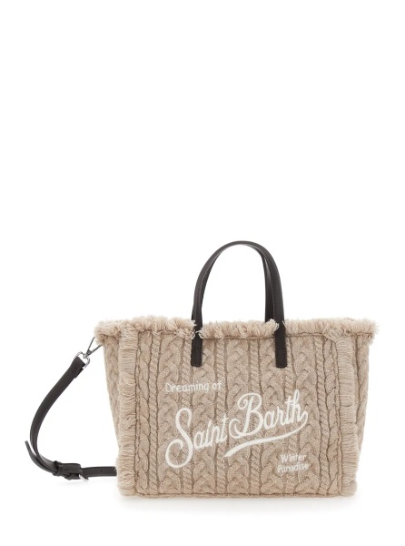Geanta de umar Shoulder bag Colette with knit details and Tech Fabric, beige color, unisex