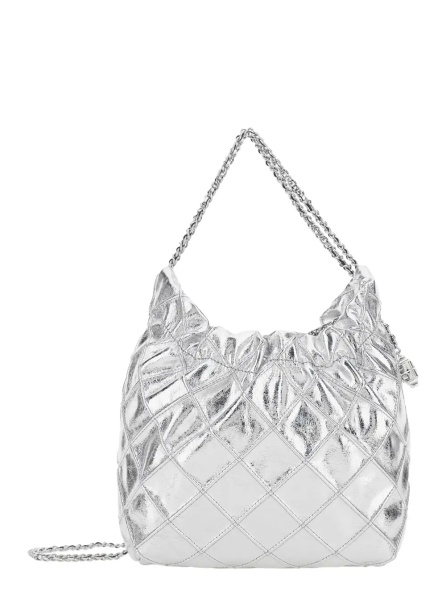 Geanta de umar Shoulder Bag 'Fleming Mini' with Chain Strap and Metallic Logo Pendant in Silver for Women