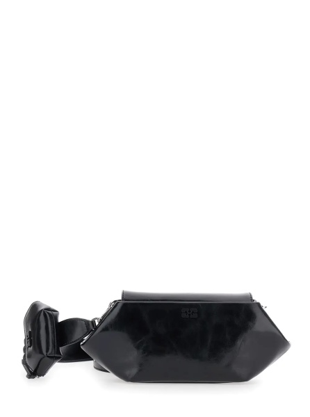Geanta de umar Shoulder Bag with Triomphe Plate in Black Leather for Women