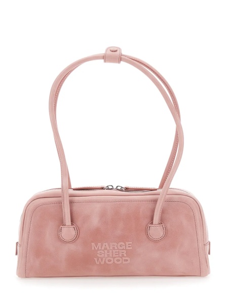 Geanta de umar 'Soft Boston Ew' Pink Shoulder bag with Two Top Handles and Logo lettering on the Front in Leather for Women
