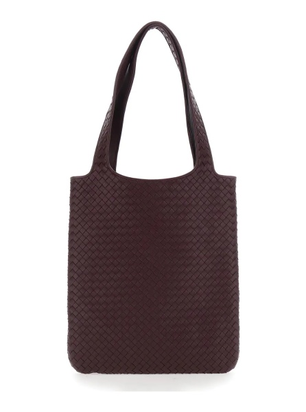 Geanta de umar 'Veneto' Bordeaux Shoulder bag with Two Top Handles and Intrecciato Motif in Leather for Men